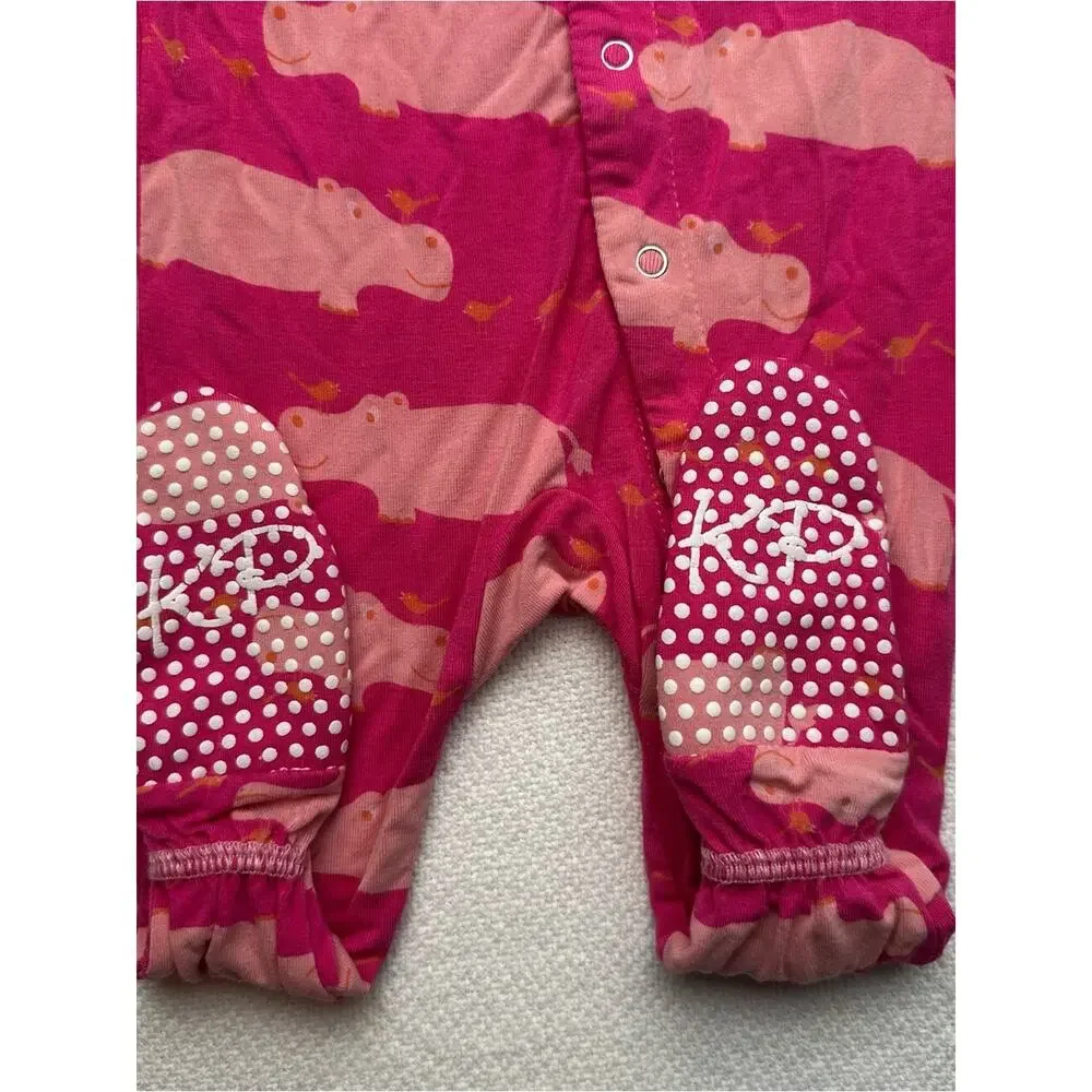 Kickee Pants Pink Hippo Print One-Piece Sleeper